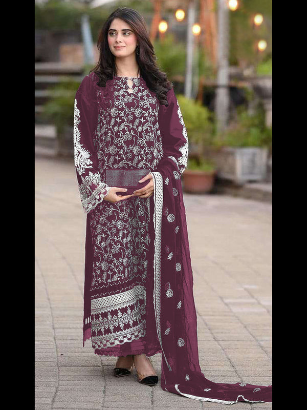 Wine Heavy Fox Georgette Pant Suit 192992