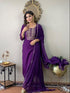 Purple Rayon Slub Pant Suit 193057 Closure View