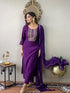 Purple Rayon Slub Pant Suit 193057 Back View