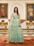 Aqua Blue Net Anarkali Suit 193087