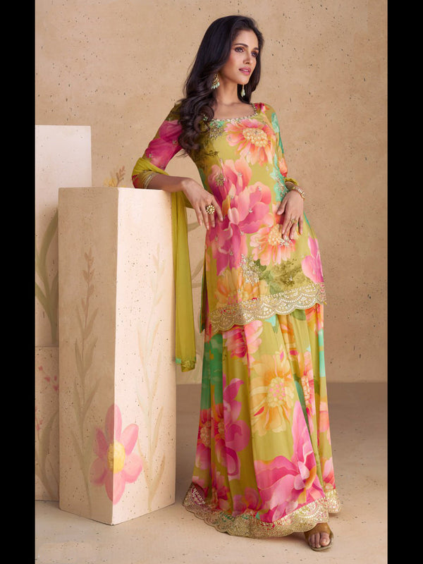 Multi Heavy Chinon Palazzo Suit 193132