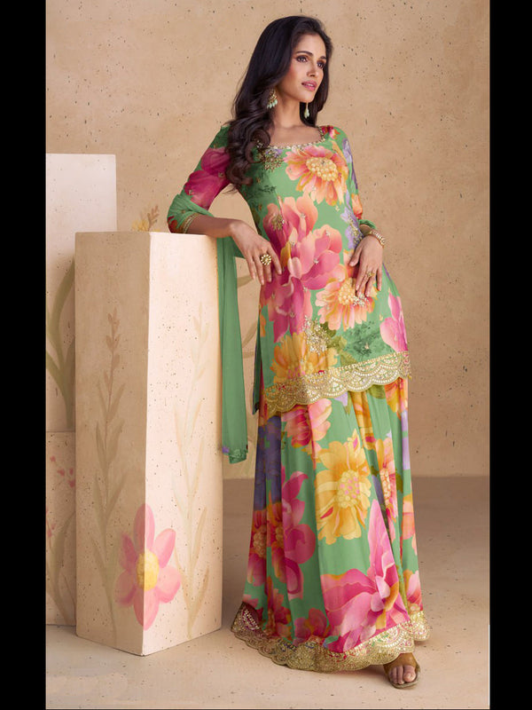 Multi Heavy Chinon Palazzo Suit 193133