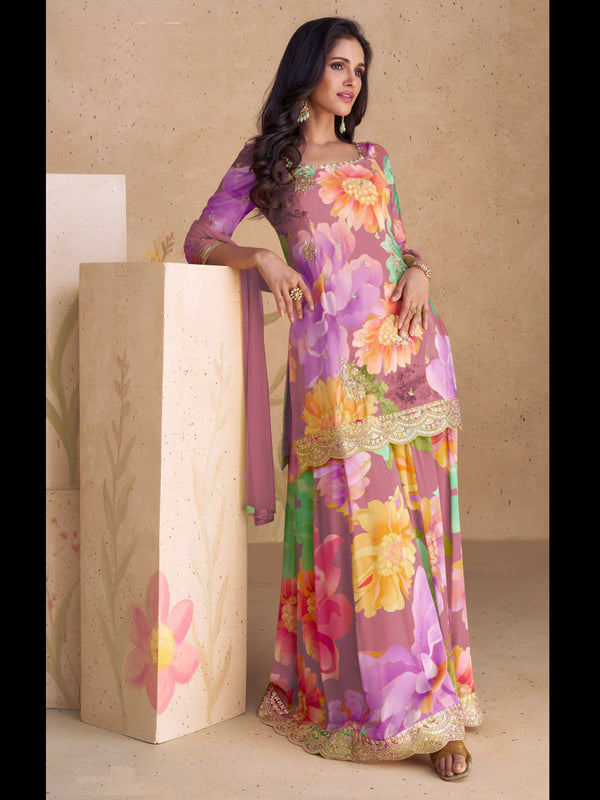 Multi Heavy Chinon Palazzo Suit 193135