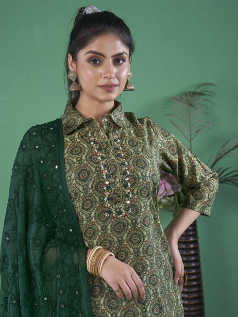 Multi Cotton Blend Pant Suit 193202 Closure View