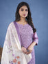 Lavender Chiffon Chanderi Pant Suit 193207 Closure View