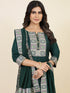 Dark Green Chinon Silk Pant Suit 193209 Closure View