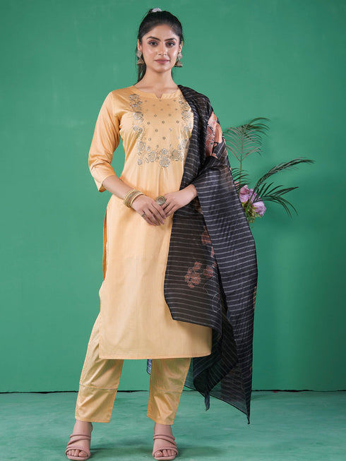 Chiku Art Pure Silk Pant Suit 193231 Closure View
