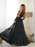 Black Heavy Pure Soft Fox Georgette Anarkali Dress 193237 Closure View