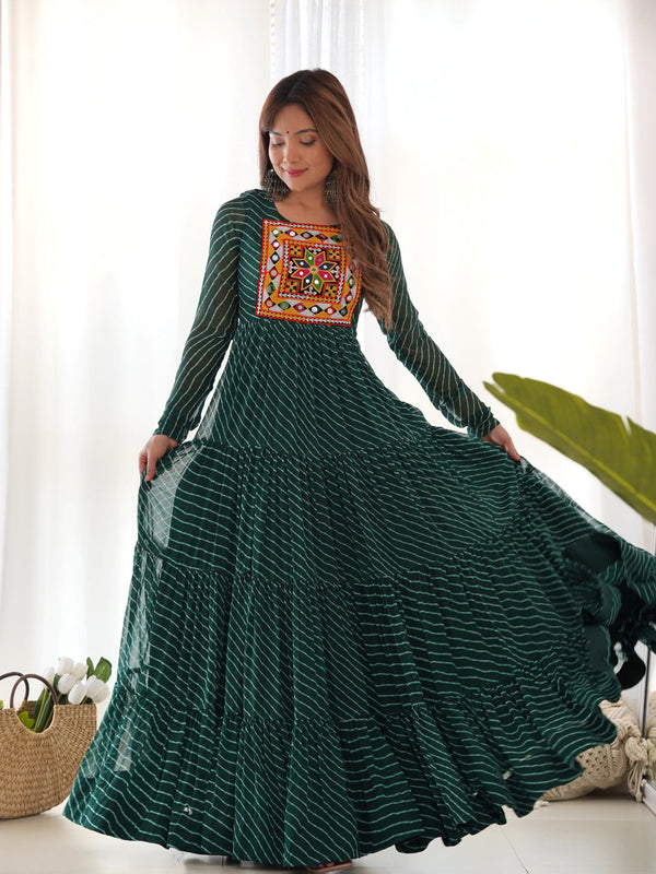 Green Heavy Pure Soft Fox Georgette Anarkali Dress 193238