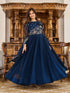 Navy Blue Fox Georgette Anarkali Dress 193239 Closure View