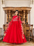 Red Fox Georgette Anarkali Dress 193240 Closure View