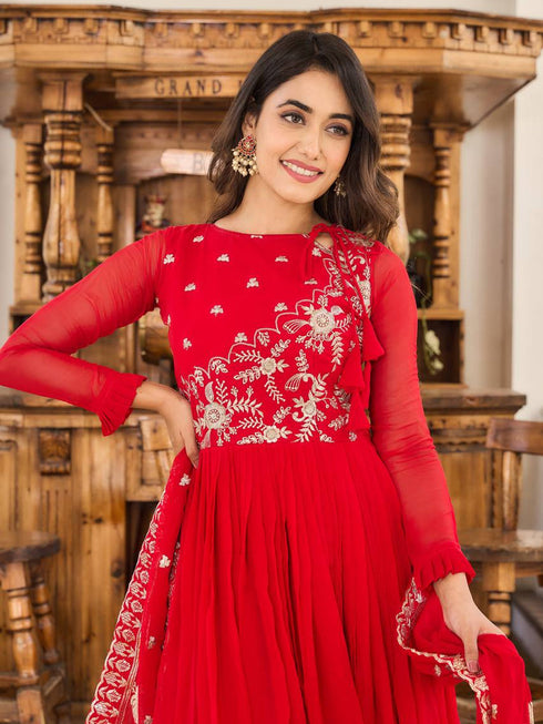 Red Fox Georgette Anarkali Dress 193240 Salwar Kameez
