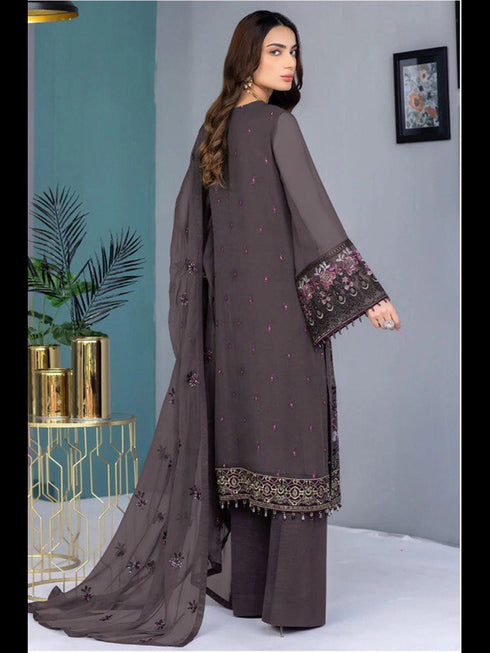 Mauve Heavy Faux Georgette Pant Suit 193257 Closure View