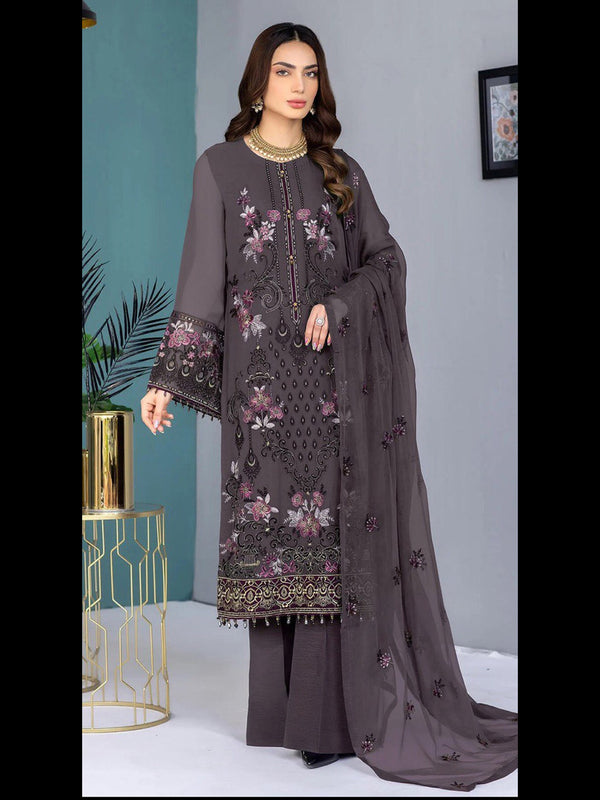 Mauve Heavy Faux Georgette Pant Suit 193257