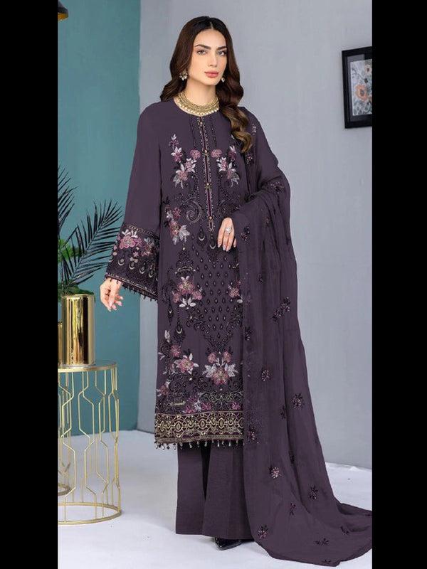 Purple Heavy Faux Georgette Pant Suit 193259