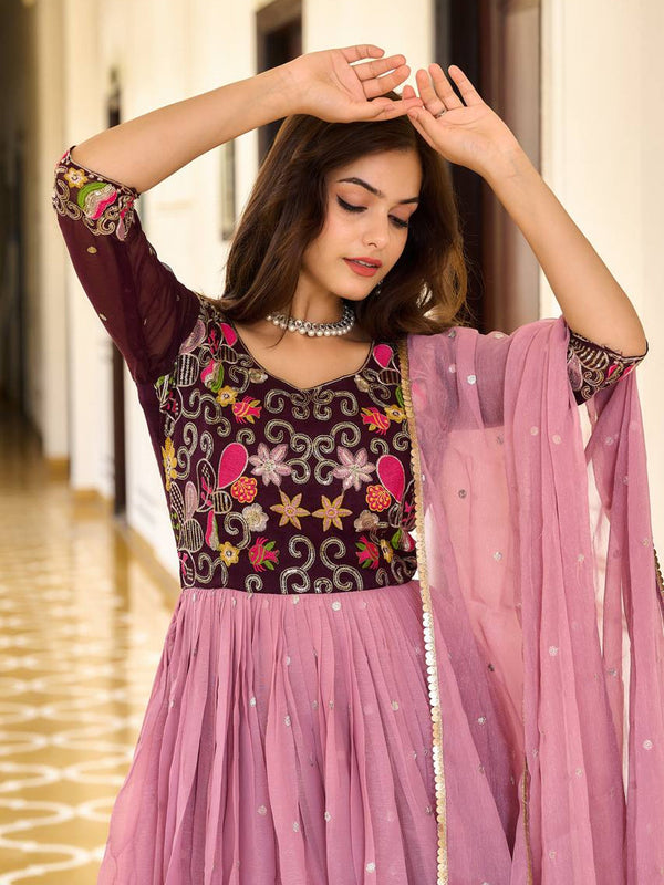Multi Shimmer Anarkali Dress 193356 Closure View
