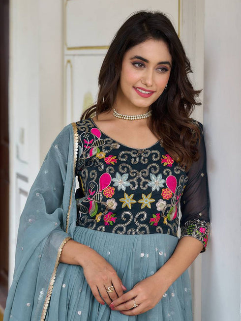 Multi Shimmer Anarkali Dress 193357 Back View