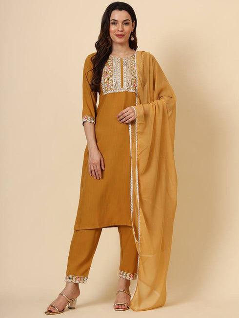 Orange Cotton Pant Suit 193361