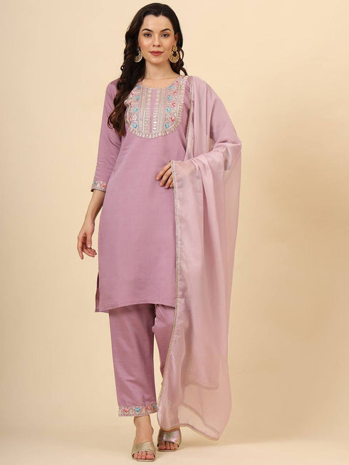 Lavender Silk Blend Pant Suit 193364