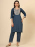 Navy Blue Silk Blend Pant Suit 193365 Back View