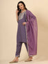 Purple Silk Blend Pant Suit 193367 Back View