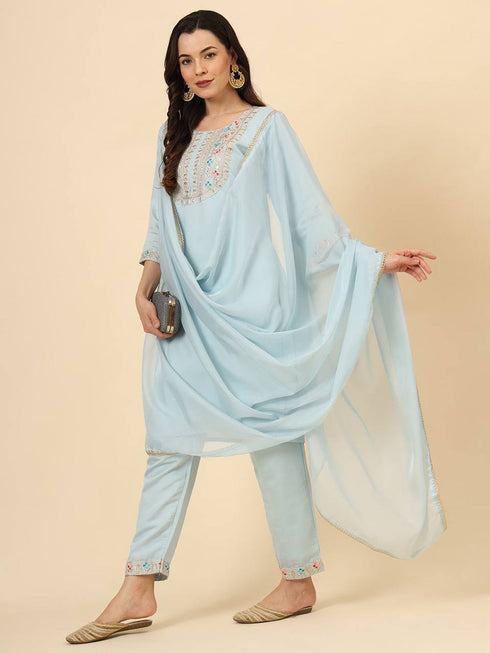 Sky Silk Blend Pant Suit 193369 Back View