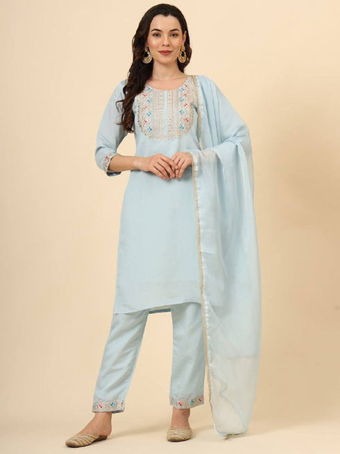 Sky Silk Blend Pant Suit 193369