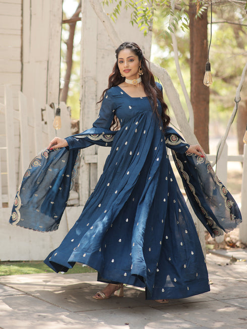 Rama Vichitra Shimmer Anarkali Dress 193438 Back View