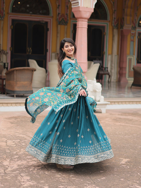 Rama Chinon Anarkali Dress 193441 Back View