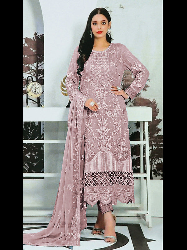 Mauve Heavy Faux Georgette Pant Suit 193453