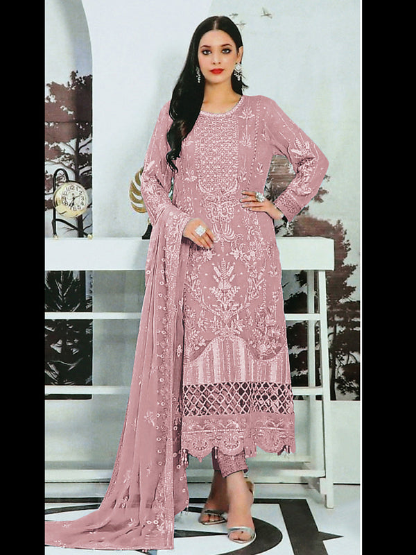 Pink Heavy Faux Georgette Pant Suit 193455