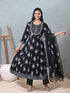 Black Rayon Cotton Anarkali Dress 193479 Closure View