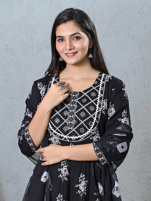 Black Rayon Cotton Anarkali Dress 193479 Salwar Kameez