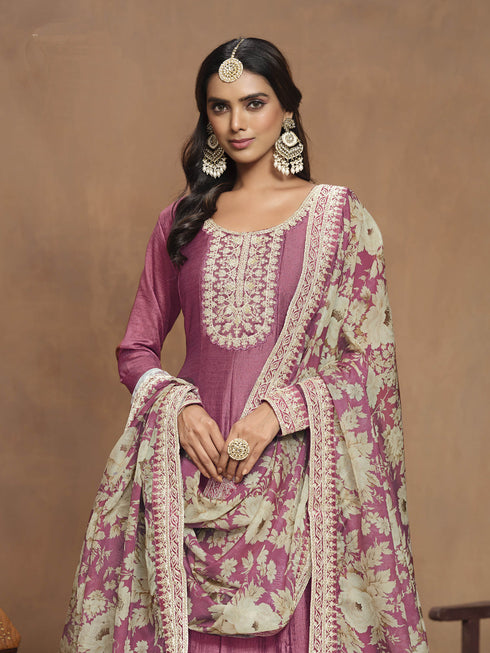 Mauve Art Silk Anarkali Dress 193480 Salwar Kameez