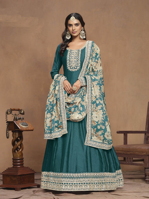 Rama Art Silk Anarkali Dress 193482 Closure View