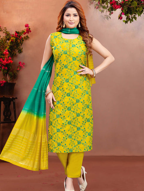 Yellow Soft Silk Pant Suit 193500