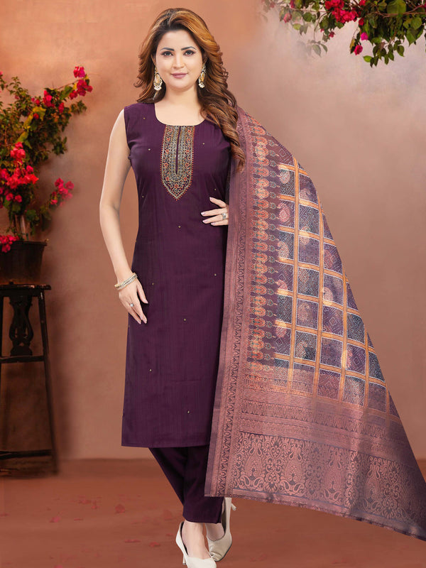 Wine Modal Silk Pant Suit 193506