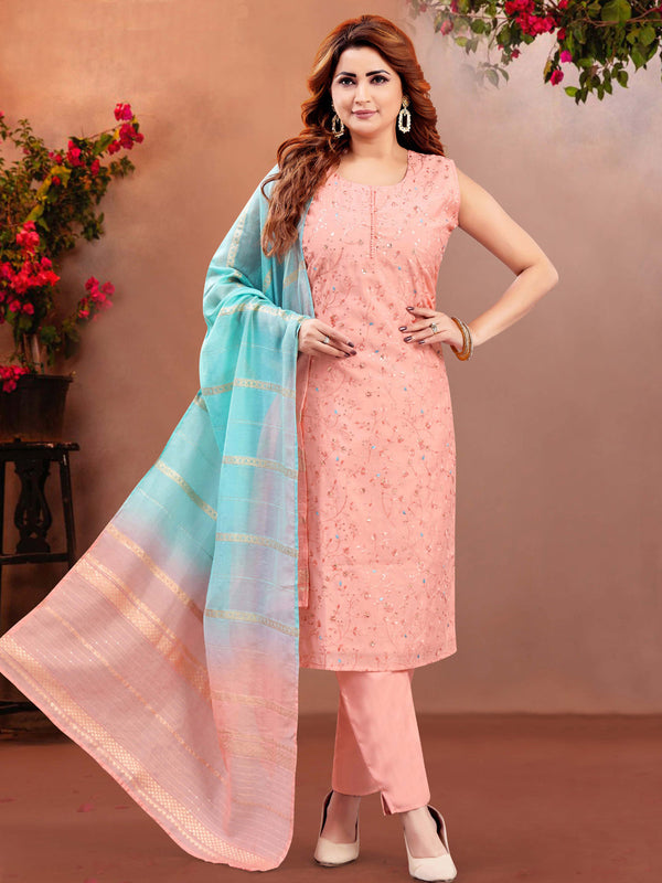 Peach Soft Silk Pant Suit 193511