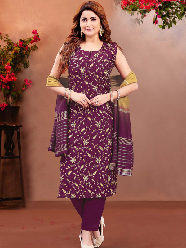 Wine Soft Silk Pant Suit 193515