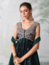 Bottle Green Rangoli Georgette Anarkali Dress 193553 Closure View