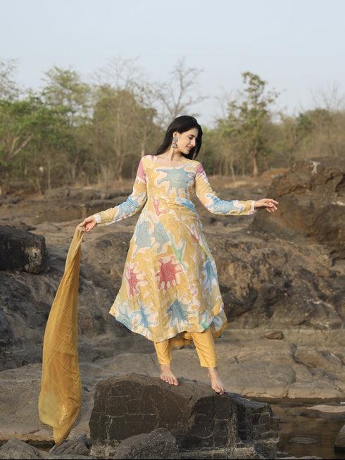 Multi Organza Anarkali Dress 193572 Back View