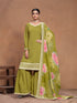Mehendi Roman Silk Palazzo Suit 193658 Closure View