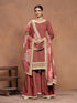 Brown Roman Silk Palazzo Suit 193659 Closure View