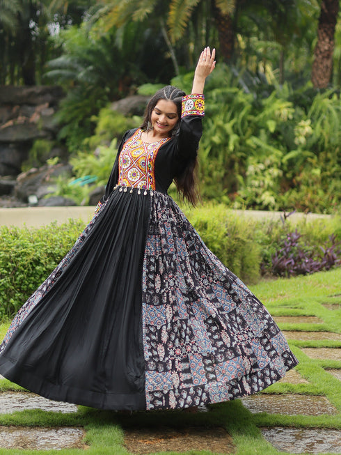 Multi Rayon Anarkali Dress 193660 Closure View