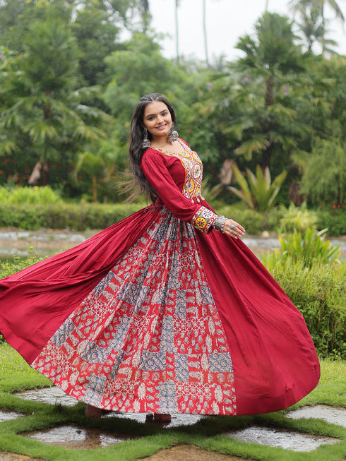 Multi Rayon Anarkali Dress 193661 Closure View