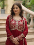 Maroon Faux Blooming Anarkali Dress 193662 Closure View