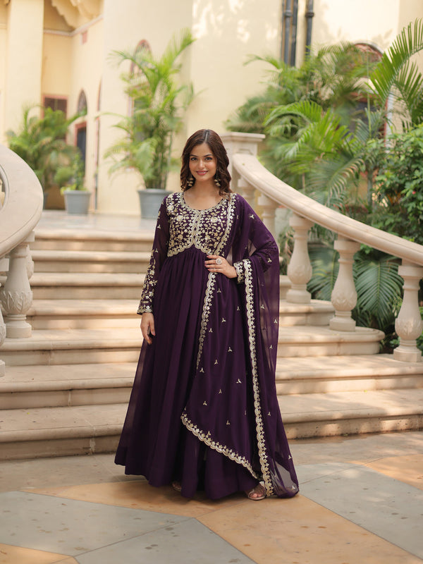 Purple Faux Blooming Anarkali Dress 193663