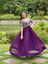 Purple Faux Blooming Anarkali Dress 193664 Closure View