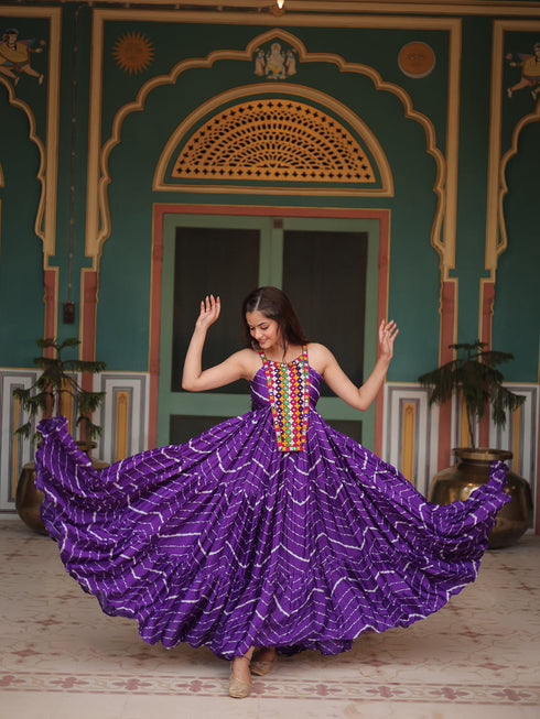 Purple Chinon Anarkali Dress 193667 Closure View
