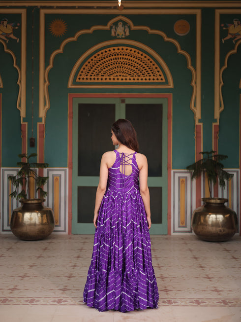 Purple Chinon Anarkali Dress 193667 Back View